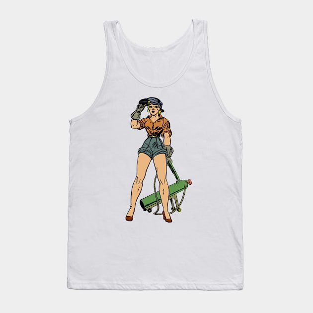 Welder Pin up Girl Tank Top by Christyn Evans